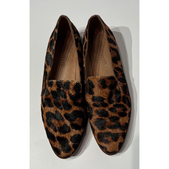 Madewell Women's Size 6 Loafers Leopard Calf Hair Flats Shoes Brown Black - Picture 2 of 10
